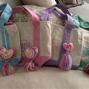 Colorful Tote Bags with Heart Tassels